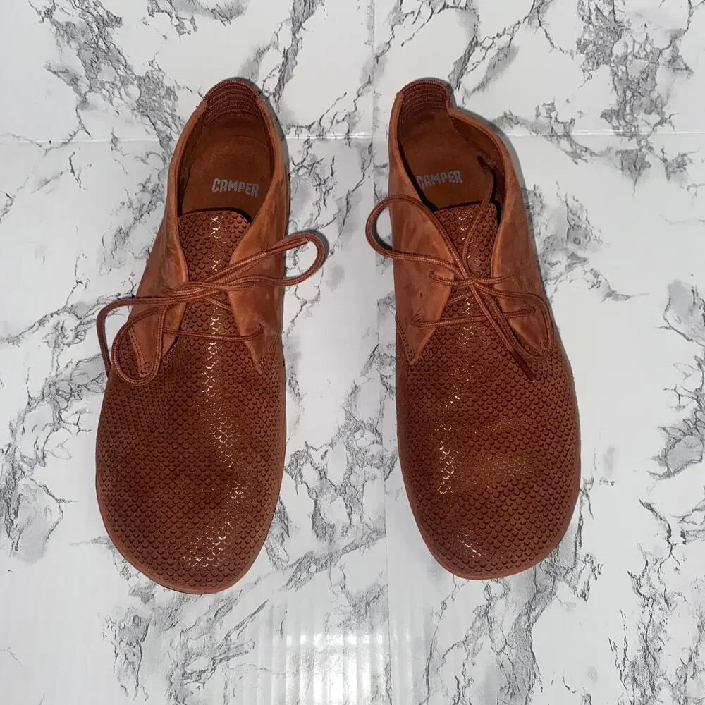 Camper Brown Nubuck Suede Leather Right Lightweight Ankle Booties Size 38 US 8